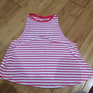 Pink and white striped muscle t-shirt